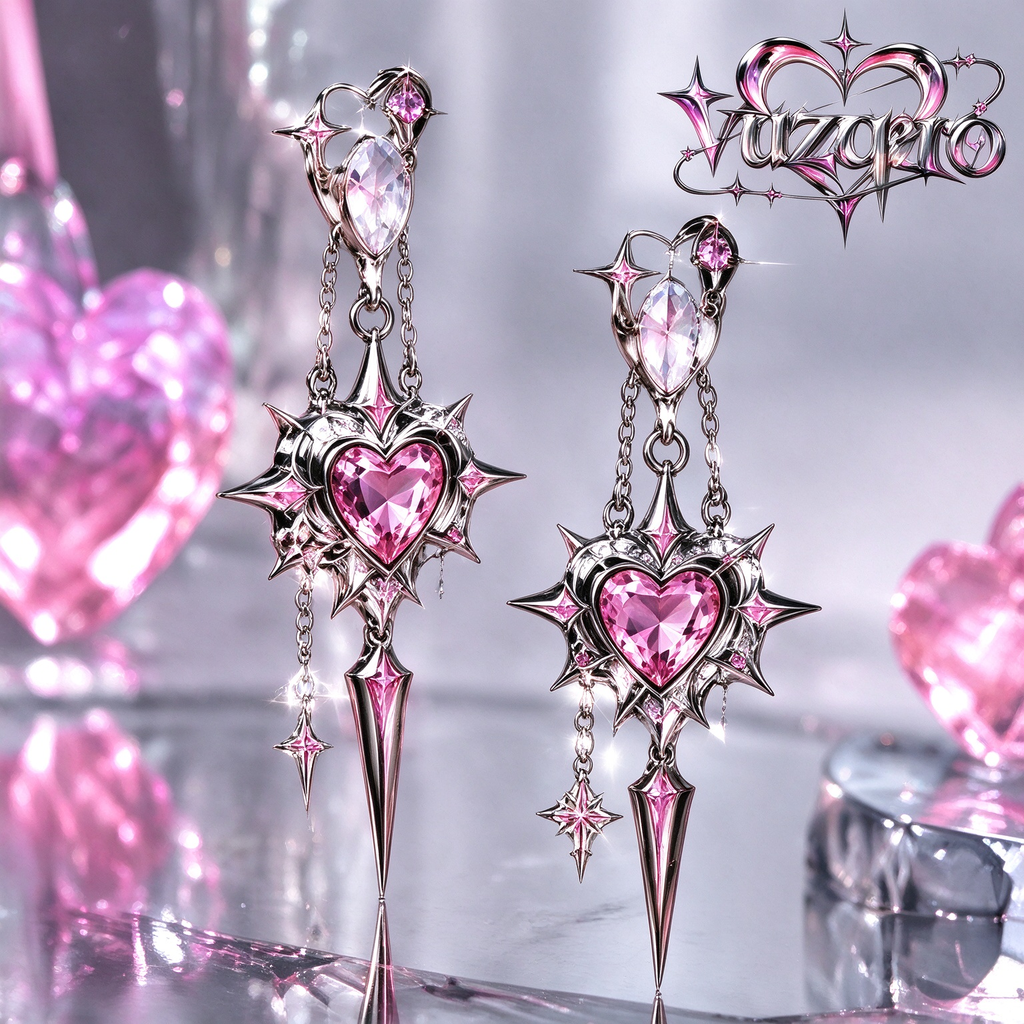 Dagger Heart Star Drop Earrings