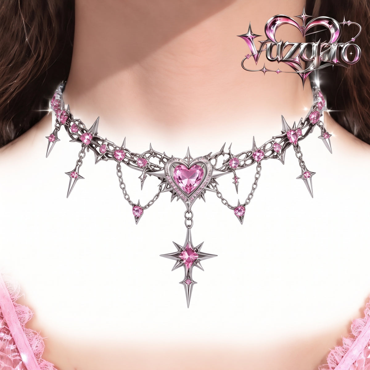 Spike Heart Star Choker