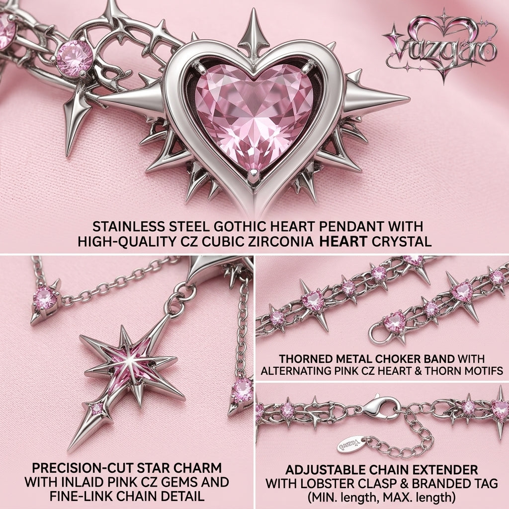 Spike Heart Star Choker