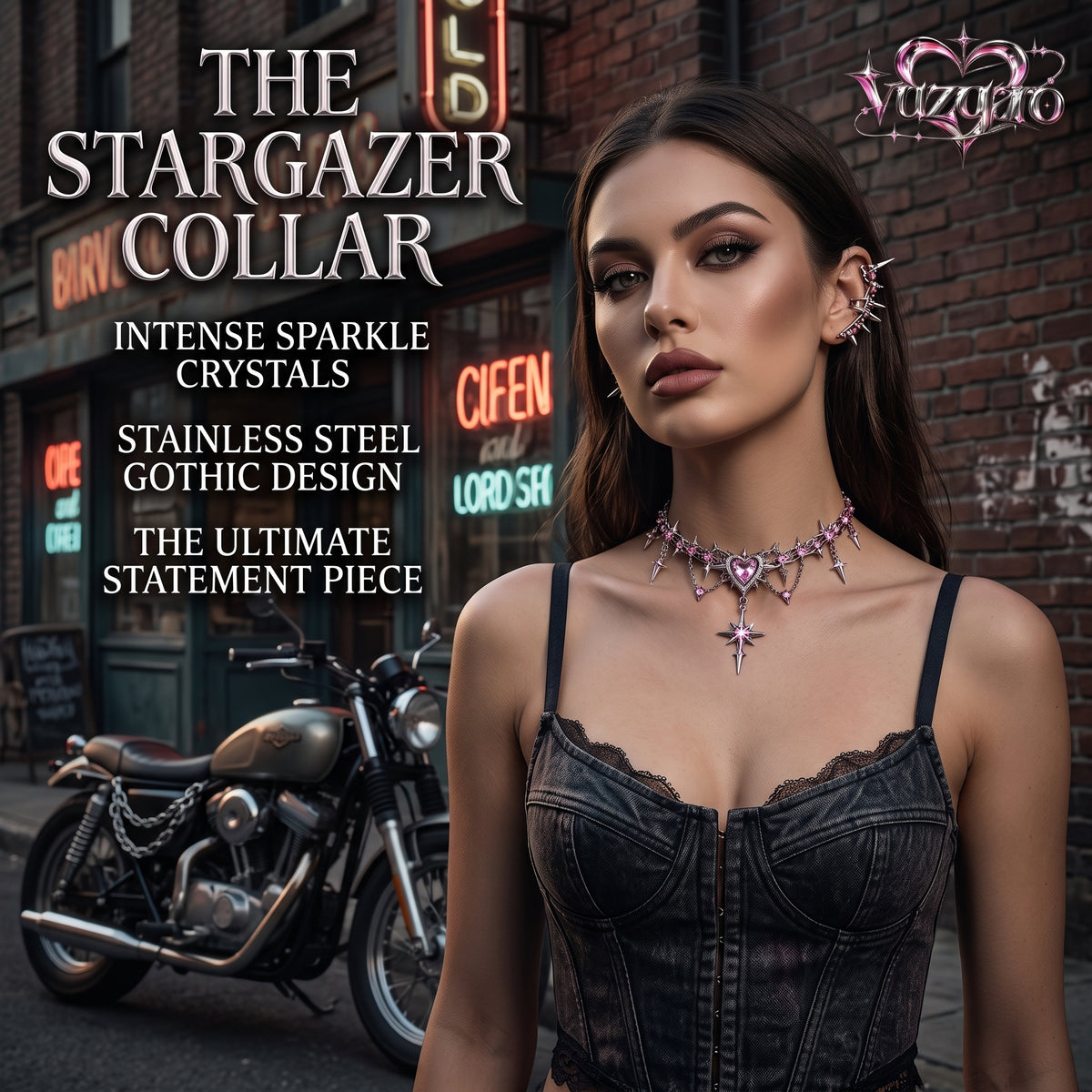 Spike Heart Star Choker