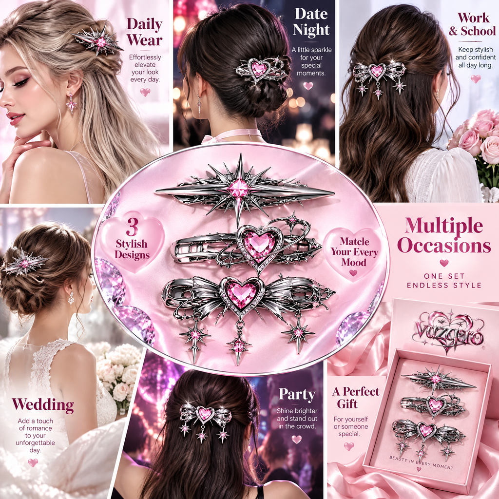 Star & Heart Hair Clips Set