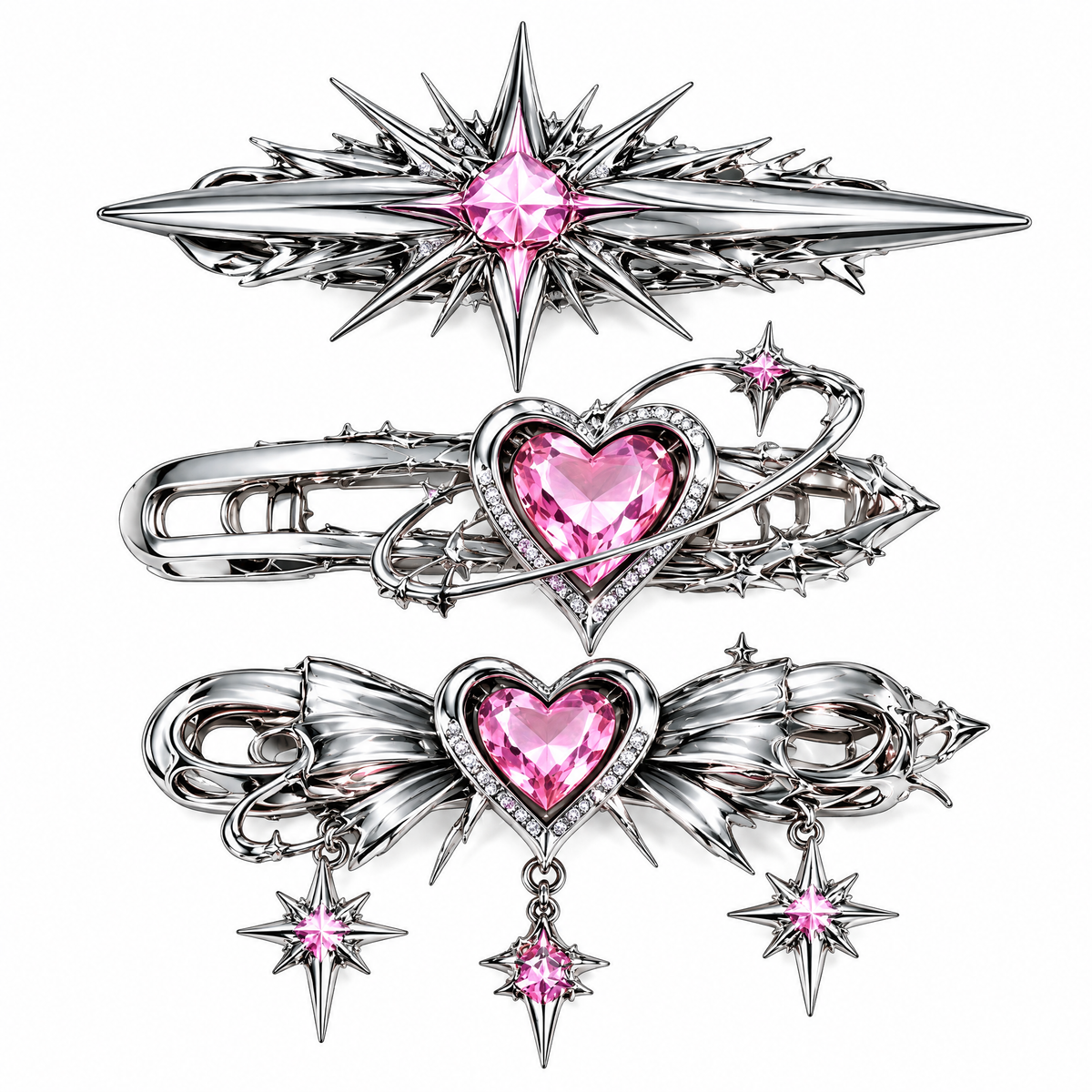 Star & Heart Hair Clips Set