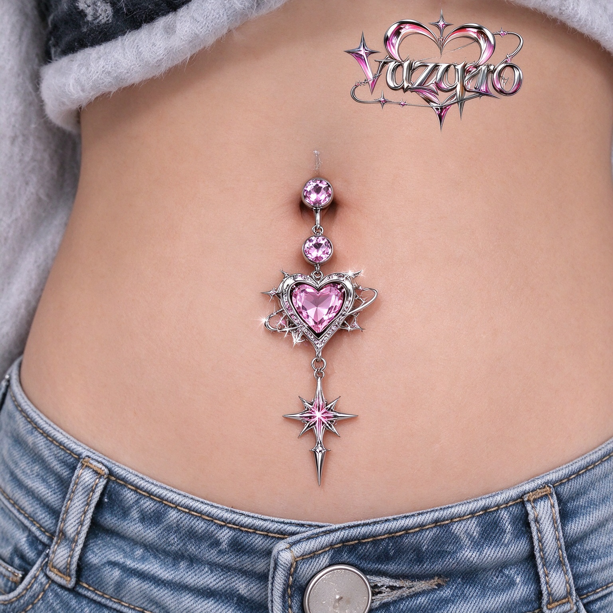 Heart Star Belly Button Ring