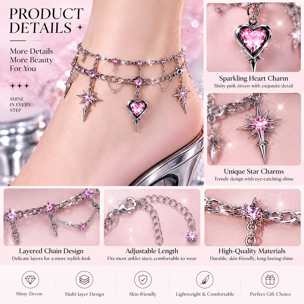 Heart Star Anklet