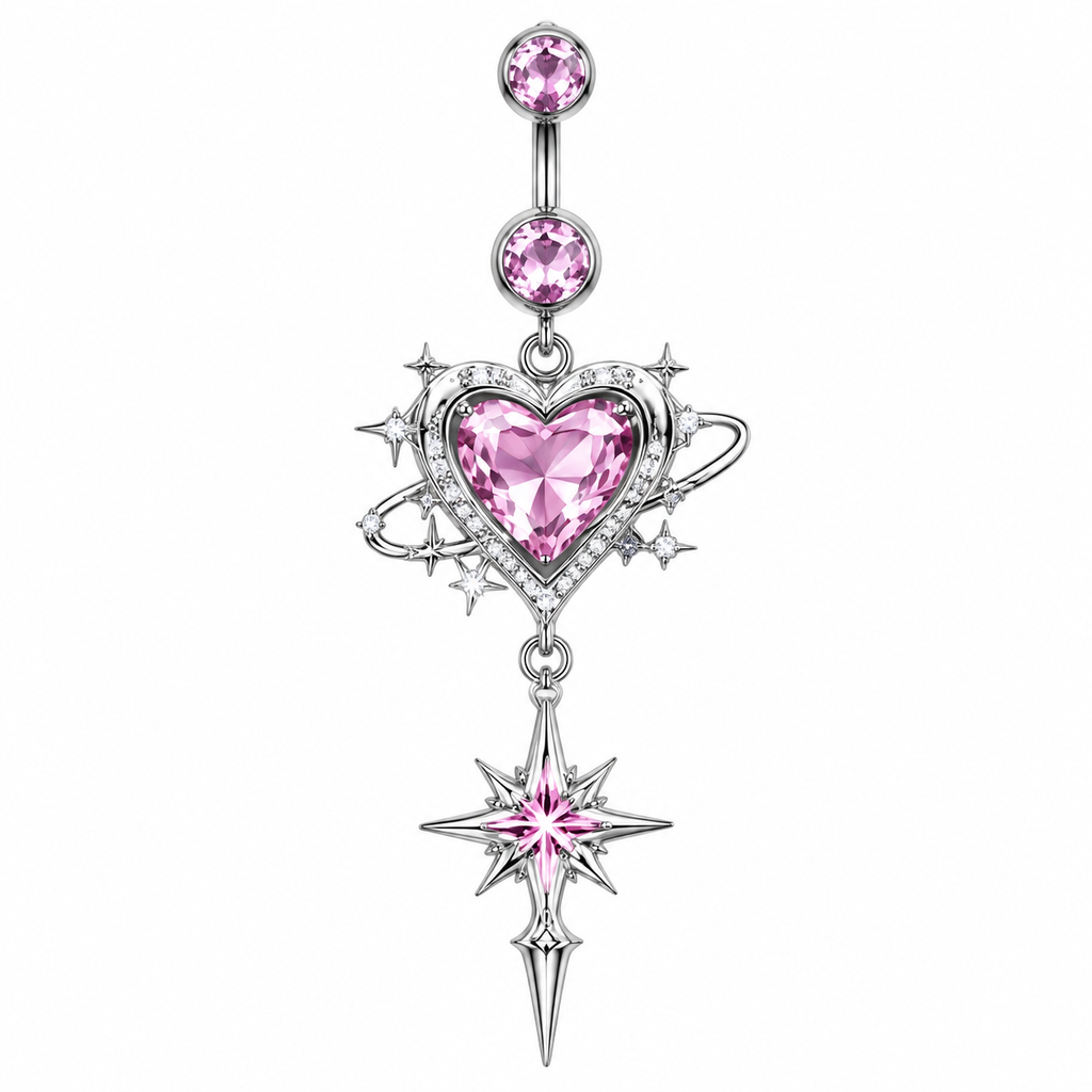Heart Star Belly Button Ring